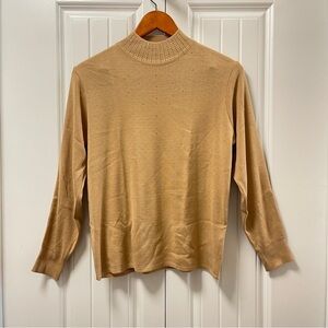 Vintage Mina Marilyn Italy 100% Wool Sequin Sweater Tan